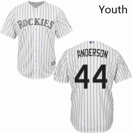 Youth Majestic Colorado Rockies 44 Tyler Anderson Authentic White Home Cool Base MLB Jersey